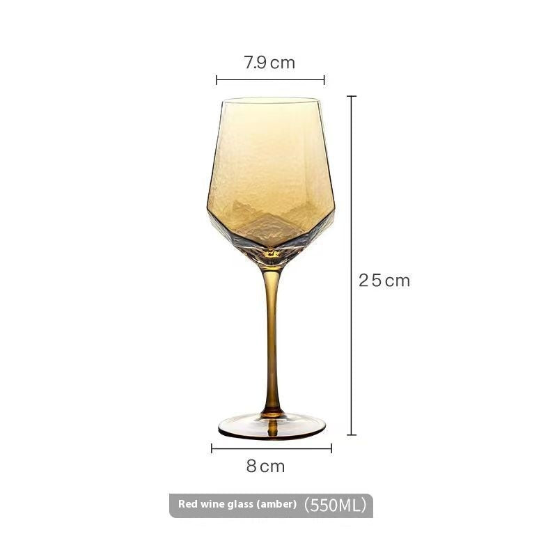 Amber Hammered Red Wine Glass Champagne Glass Cup