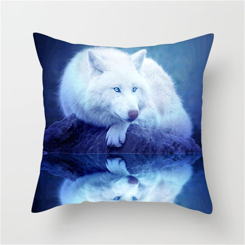 Home Decoration Without Pillow Core 3D Fluorescent Wolf Polyester Pillowcase
