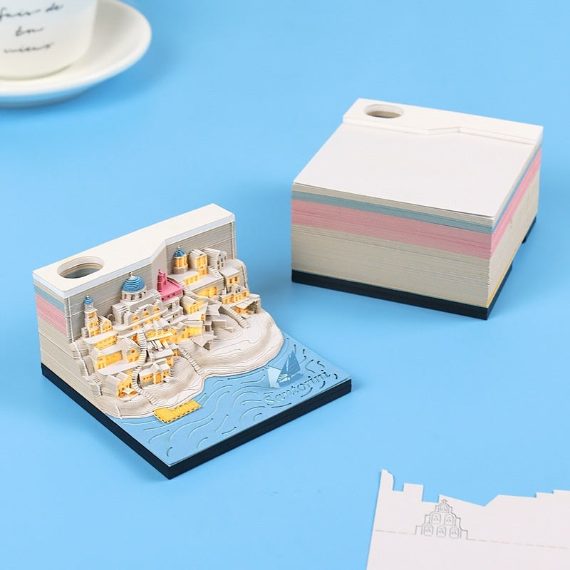 Cute Girl's Island Paper Carving Model Creative Gift 3D Three-dimensional Note Paper Gift