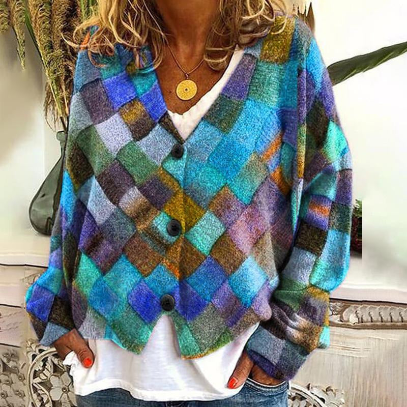 Christmas Abstract Printing Cloak Coat Cardigan Sweater