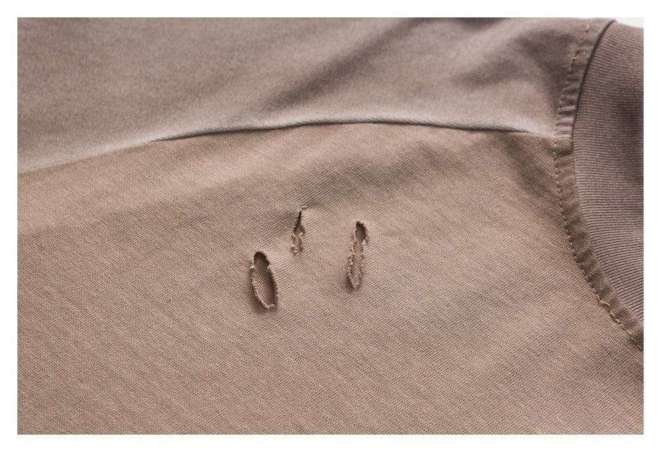 Make Old Ripped Raglan Neck T-shirt Men's Short Sleeve