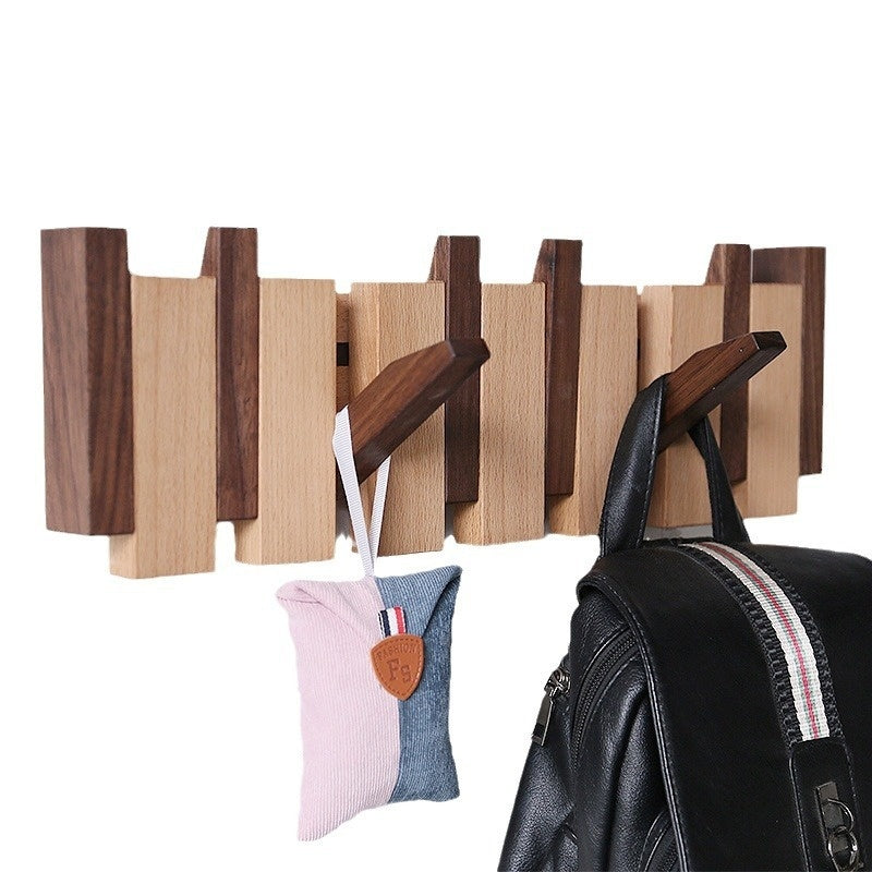 Clothes Hook Wall-mounted Entrance Hallway Hanger Punch-free Solid Wood Creative Keys Clothes