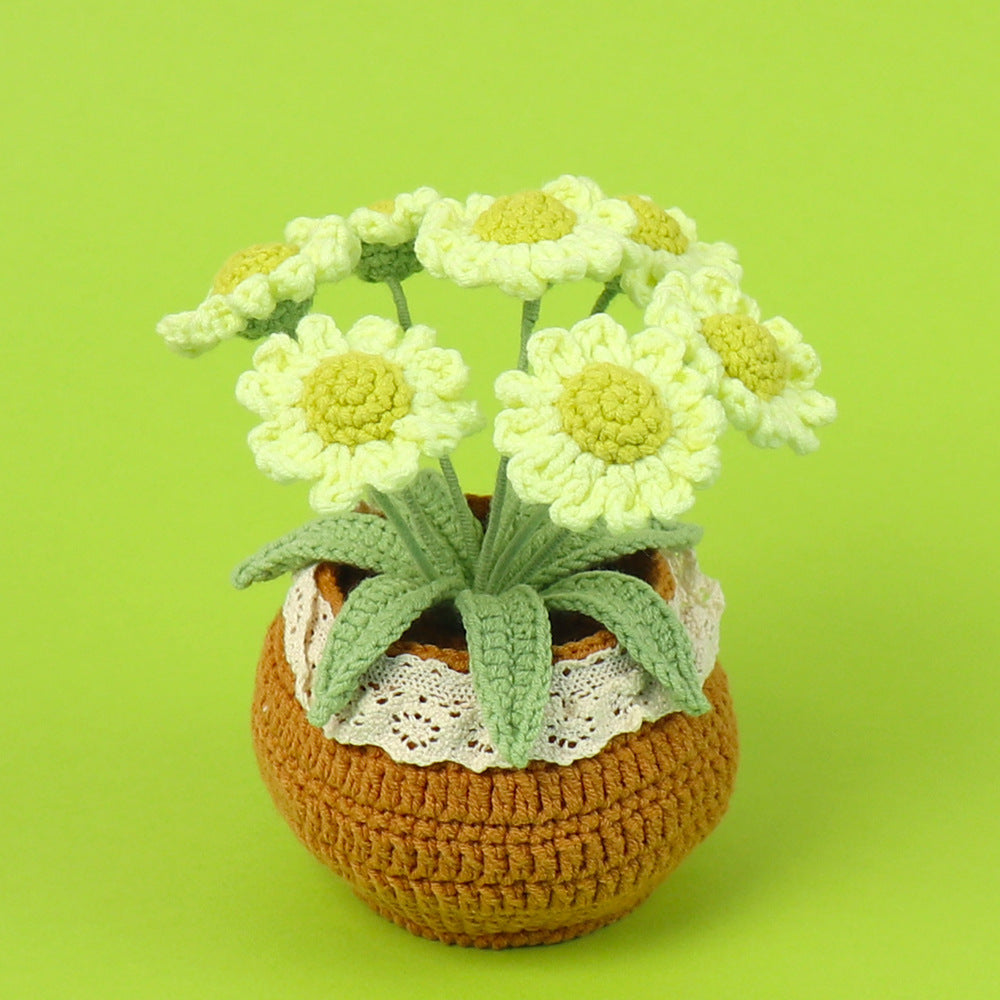 Finished Handmade Wool Woven Home Decoration Tulip Potted Plant