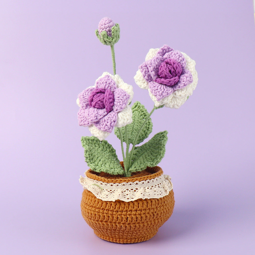 Finished Handmade Wool Woven Home Decoration Tulip Potted Plant