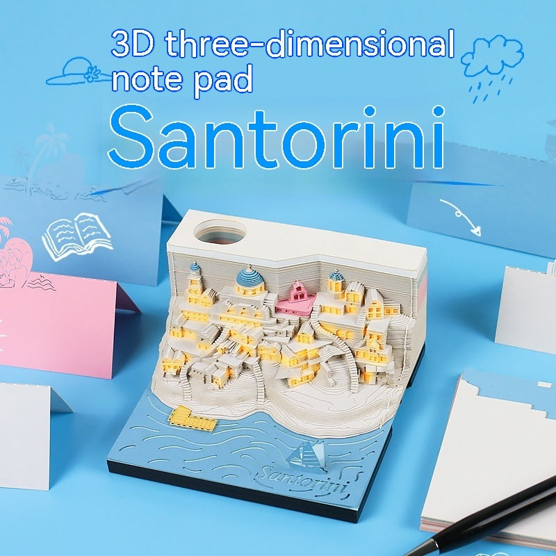 Cute Girl's Island Paper Carving Model Creative Gift 3D Three-dimensional Note Paper Gift