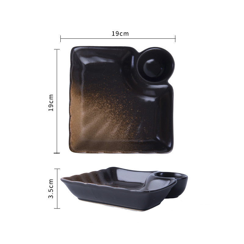 Creative Ceramic Japanese Dumpling Plate With Vinegar Dish