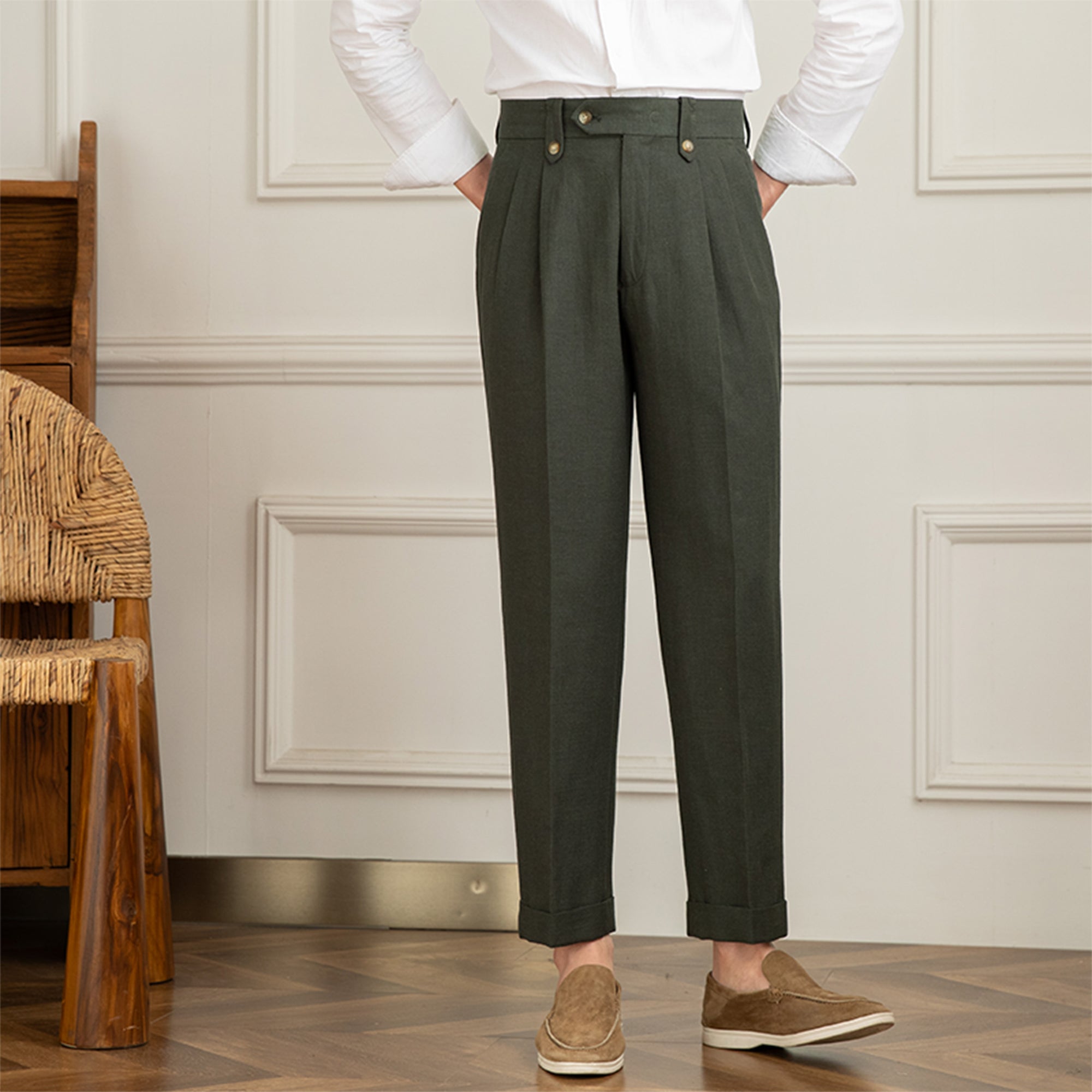 Cotton And Linen Thin Breathable Casual High Waist Straight Pants