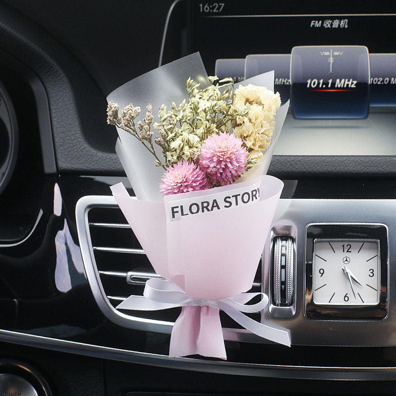Fashion Creative Dried Flowers Decorative Car Female Motor Air Outlet Fragran