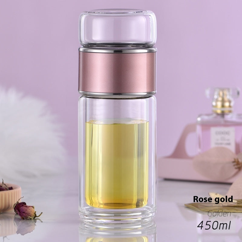 Double-layer Glass Tea Separation Tea Brewing Portable Borosilicate Scented Tea Cup