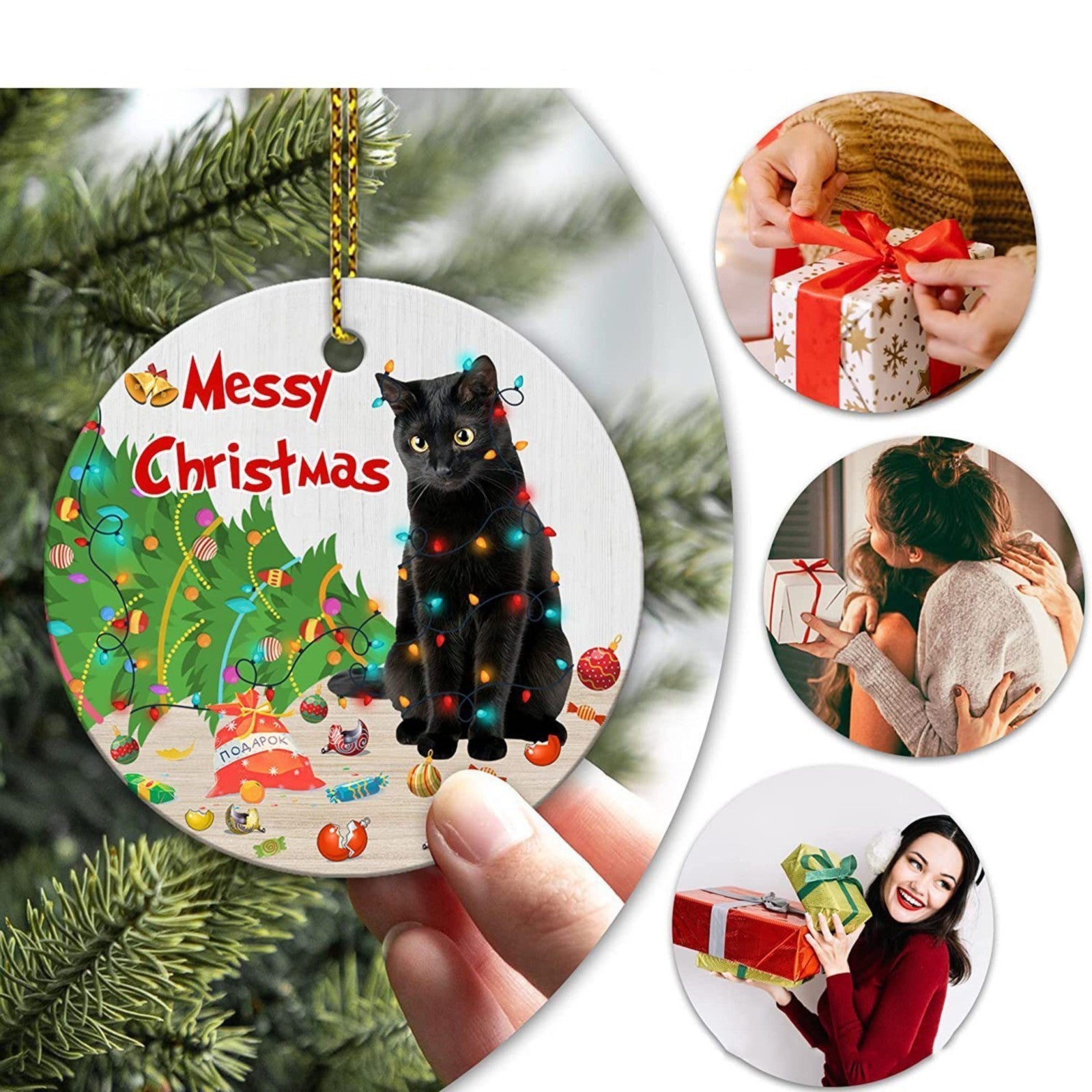Black Cat Christmas Decorations Acrylic Double-sided Printing Ornaments