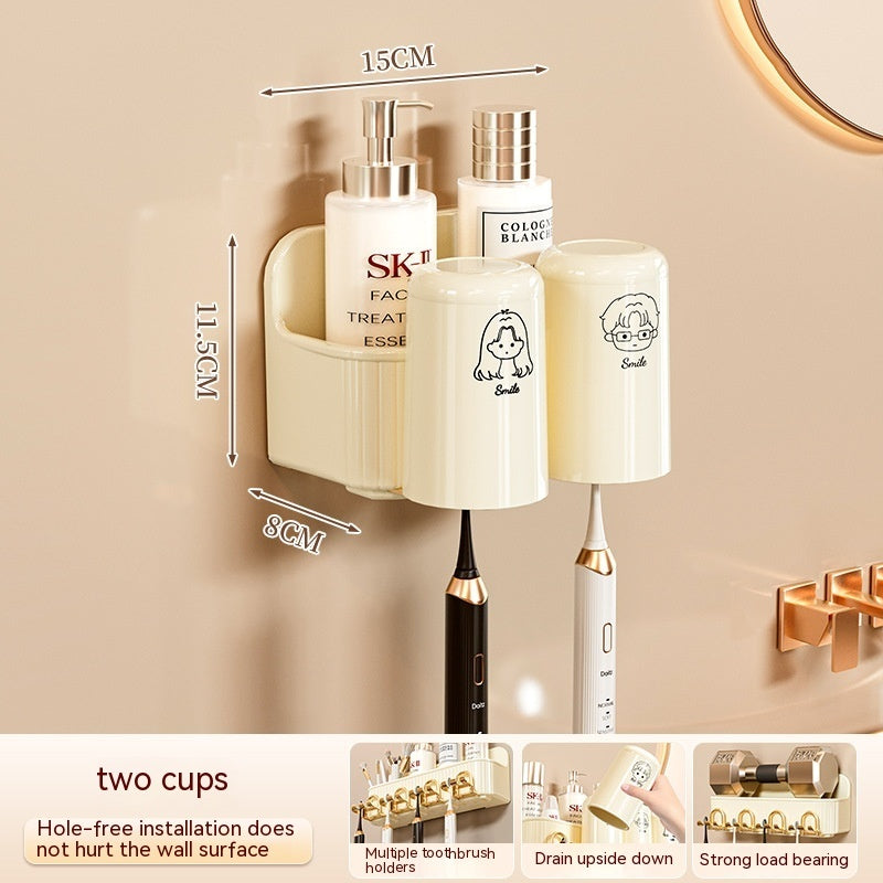 Bathroom Rack Punch-free Wall-mounted Toothbrush Cup Rack