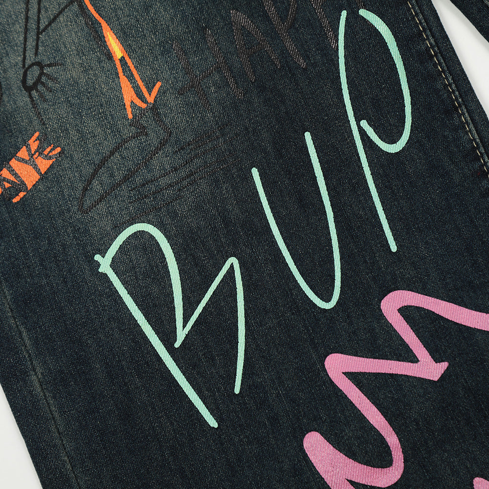 Graffiti Straight-leg Trousers Hip Hop Men