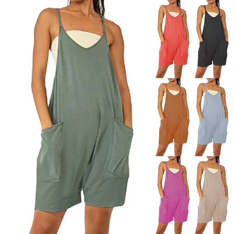 Women's Casual Zipper Pocket Jumpsuit Overalls