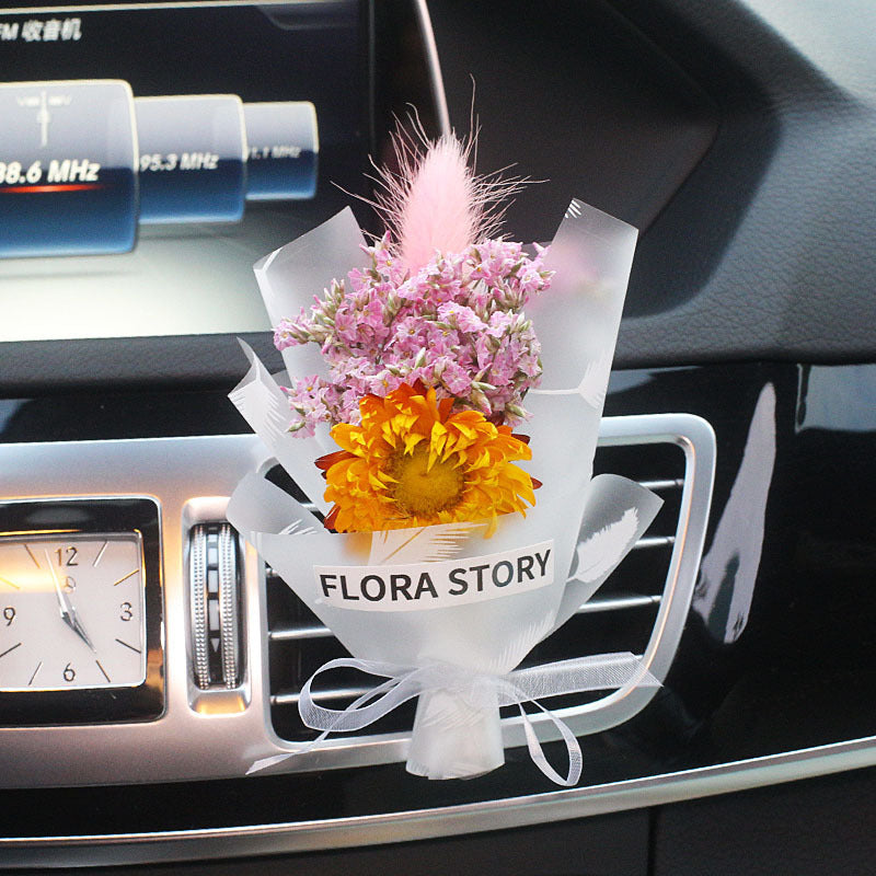 Fashion Creative Dried Flowers Decorative Car Female Motor Air Outlet Fragran