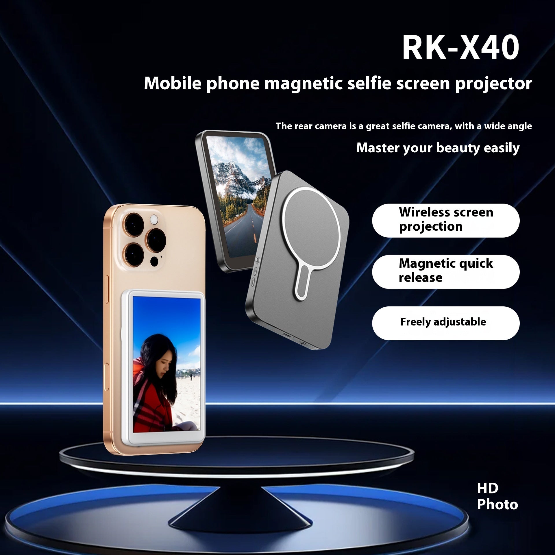 Magnetic Suction Wireless Mobile Phone Rear Selfie Multi-monitoring Device