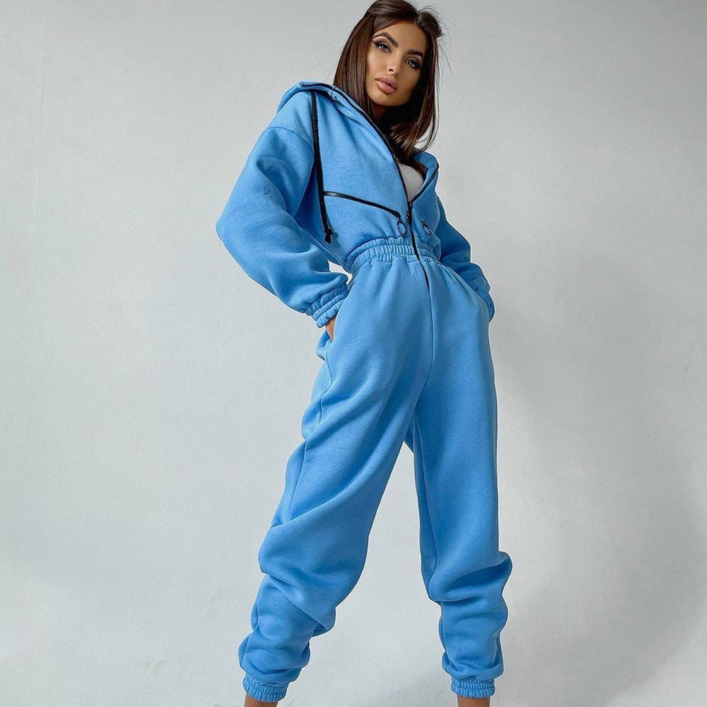 Sports And Casual Women's Hooded Jumpsuit