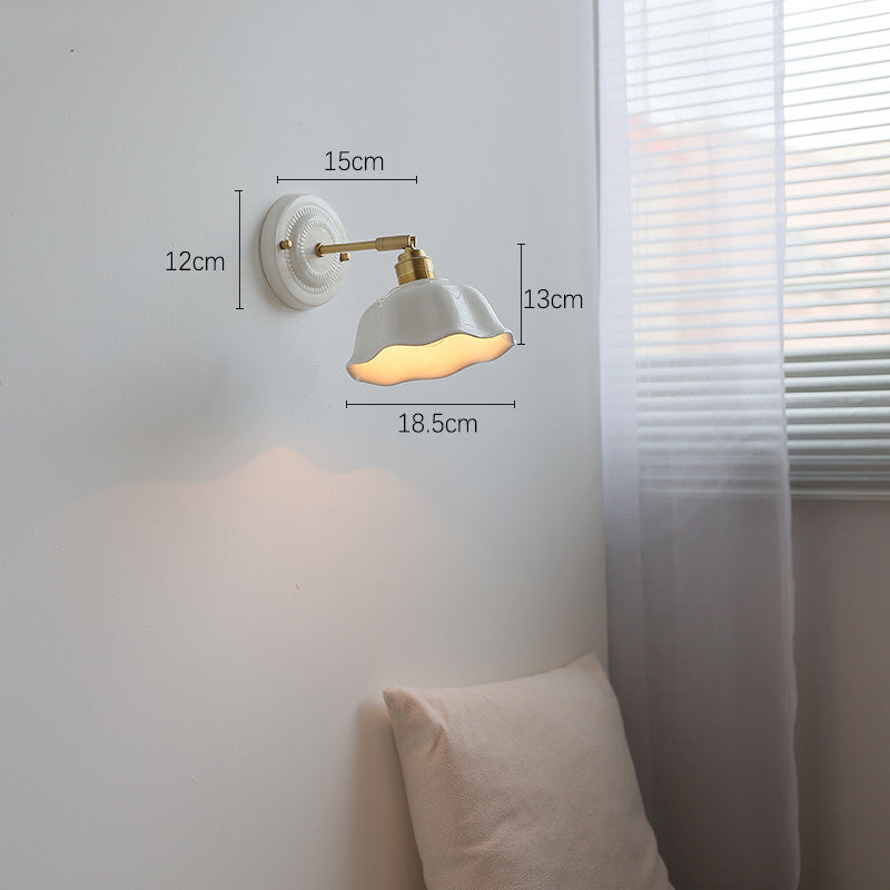 Ceramic Nordic Bedroom Bedside Full Copper Wall Lamp