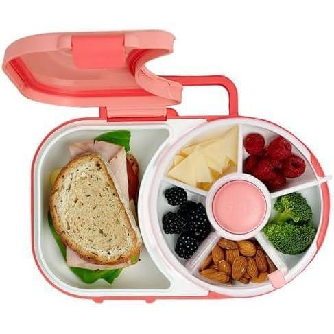 Children Snack Storage Box With Lid Rotating Fruit Plate Seal