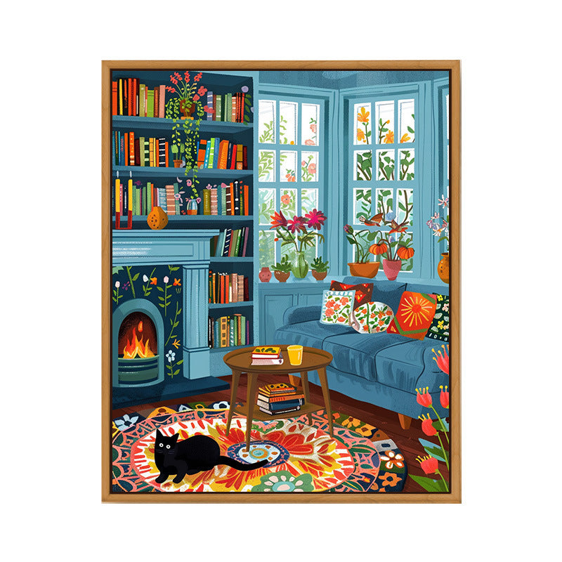 Diy Cartoon Digital Oil Painting Bedroom Paintings Cute Cat