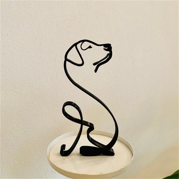 Simple Metal Dog Art Sculptured Ornaments Home Decoration