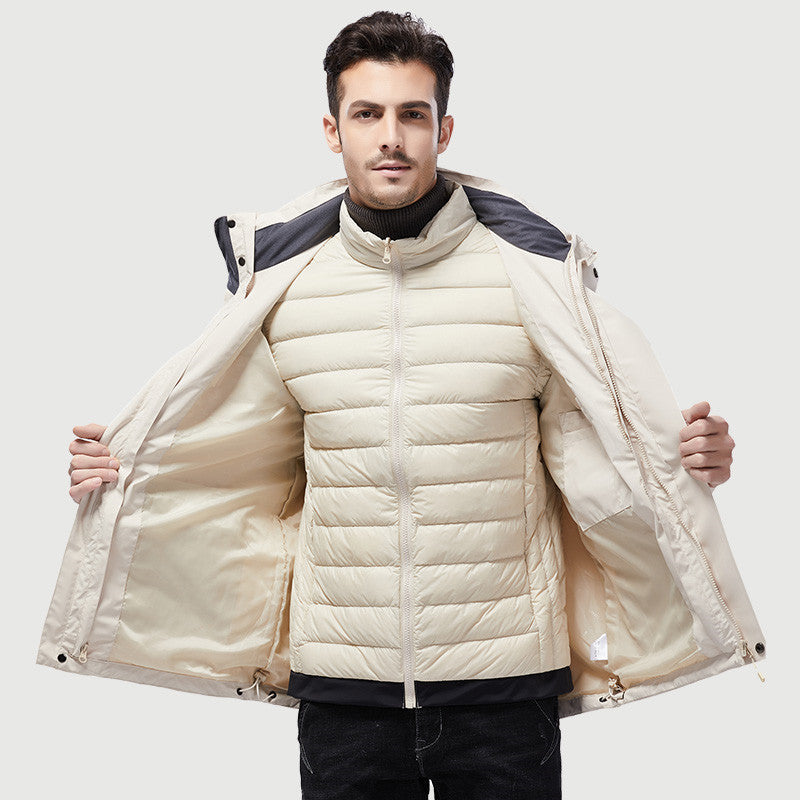 Outdoor Waterproof Winter 3-in-1 Ski Jacket Pure Color Fashion