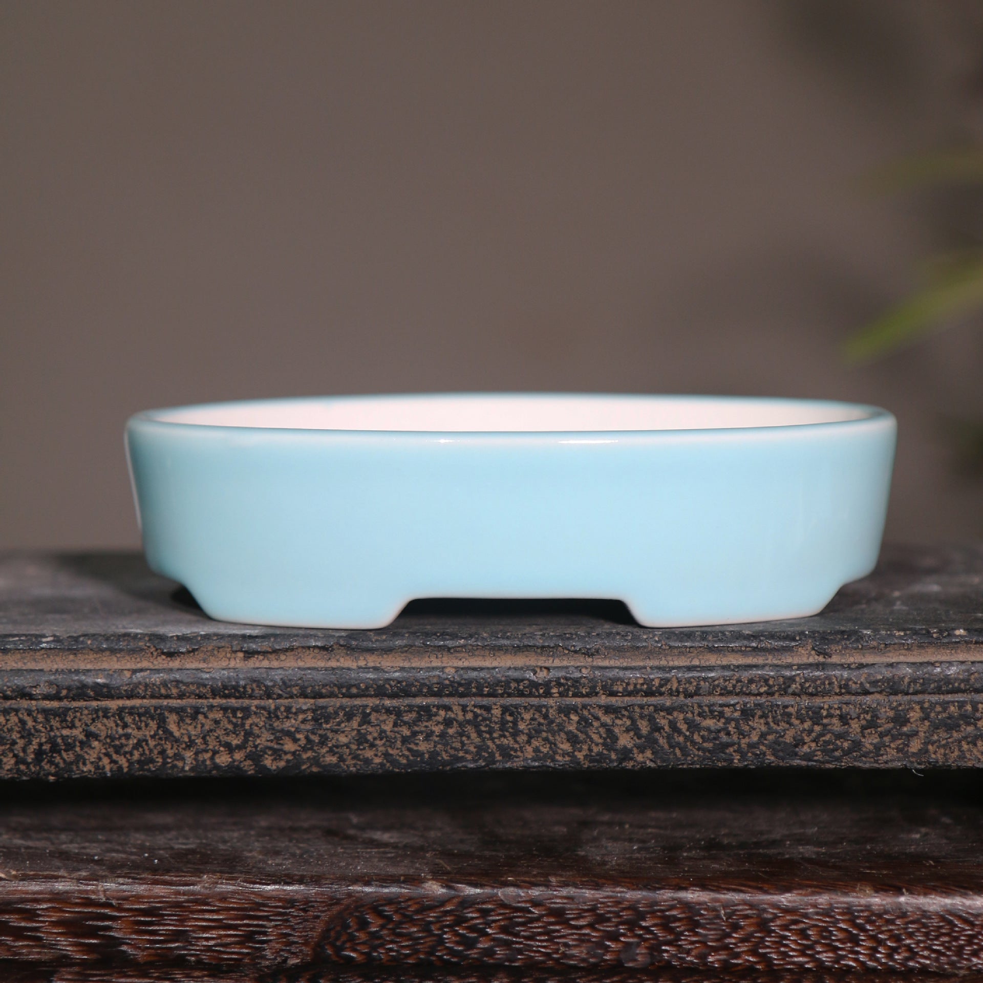 Desktop Oval Ceramic Purple Clay Flowerpot