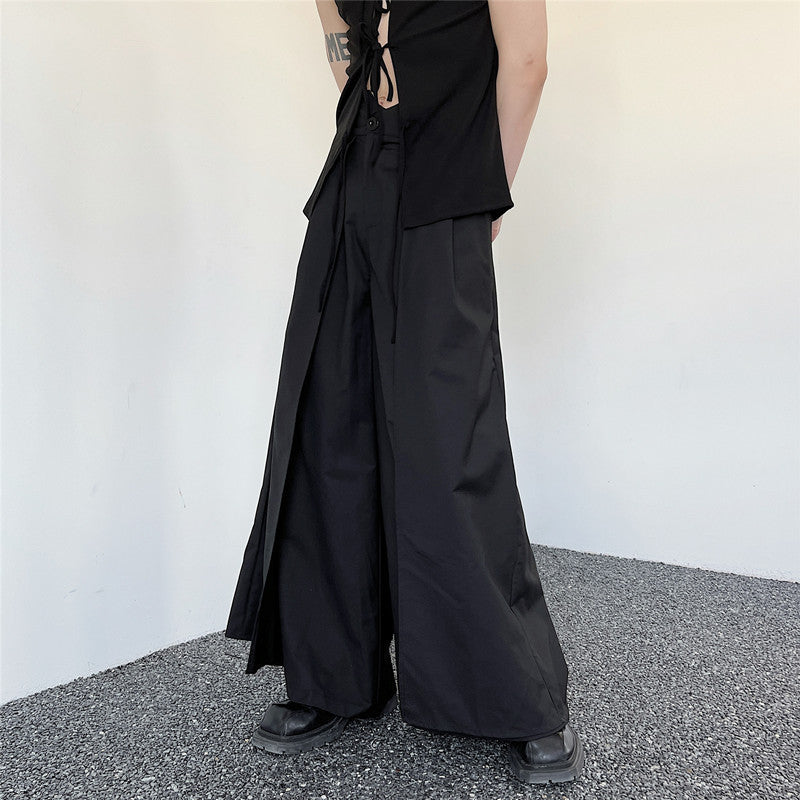 Double Layered Wide Leg Pants For Casual Stage Wear