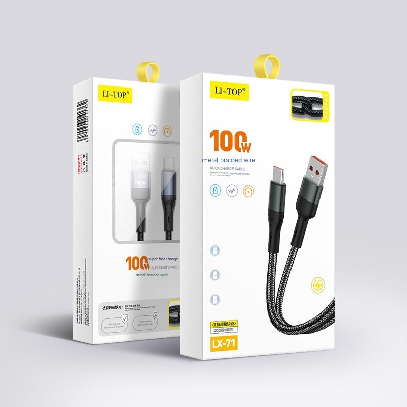 2 Meter Alloy Fish Wire Braided Charging Cable