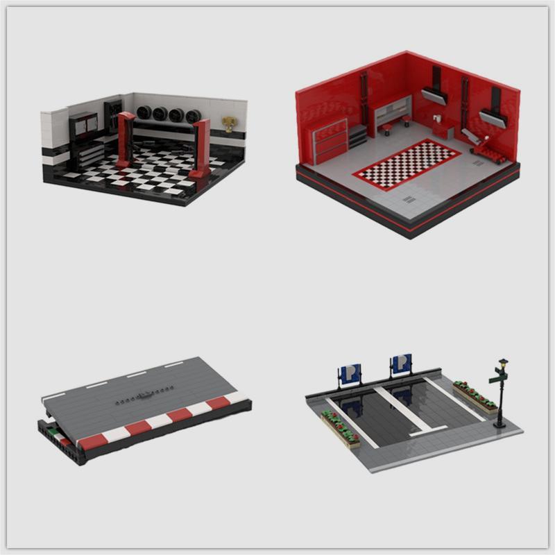 Garage Parking Lot Plastic Building Blocks Toy Model Ornaments
