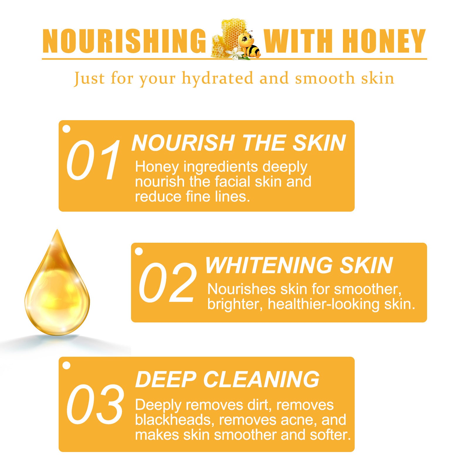 Honey Tearing Mask Nourishing Moisturizing Acne Skin Blackhead Removal Fading Wrinkle Firming