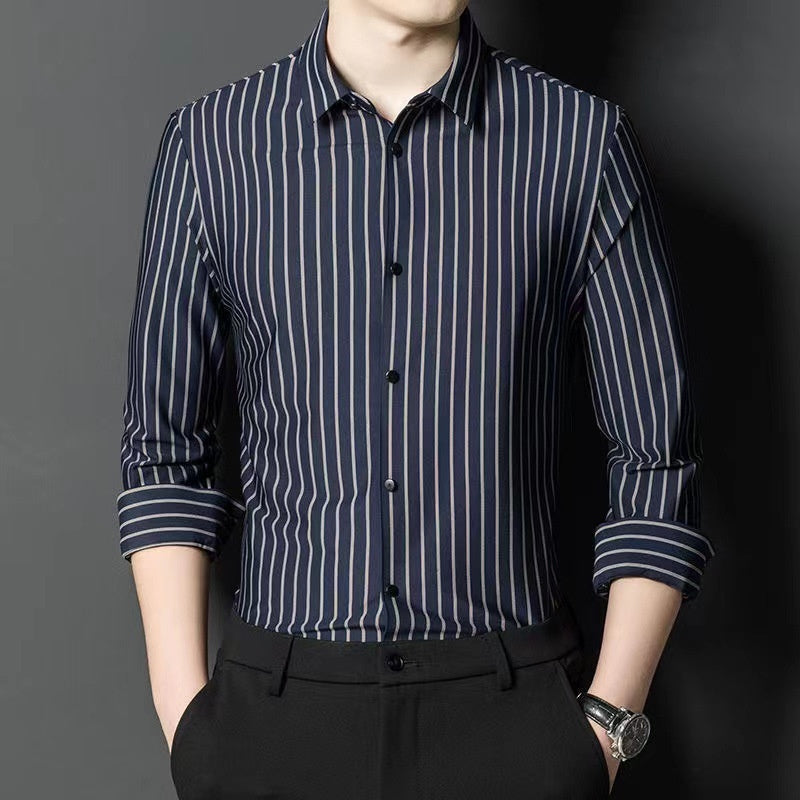High Elastic Seamless Striped Shirt For Men