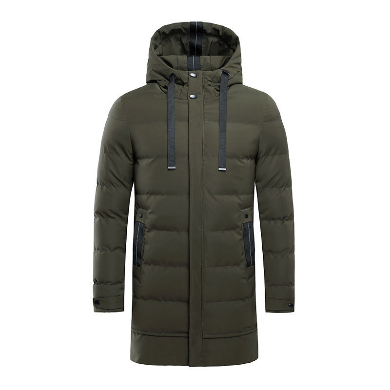 Winter New Men's Hooded Mid-length Down Cotton-padded Jacket