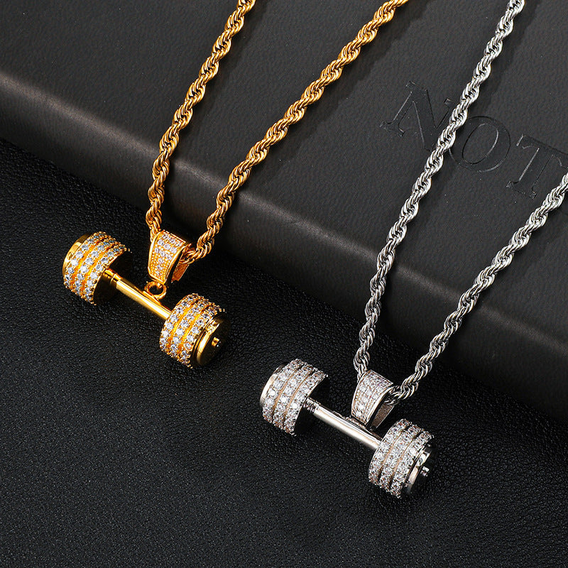 Diamond Full Zircon Trend Dumbbell Pendant