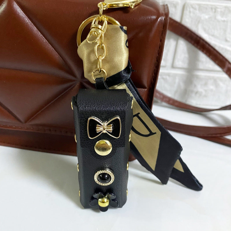 Fashion Simple Lipstick Pack Silk Scarf Keychain