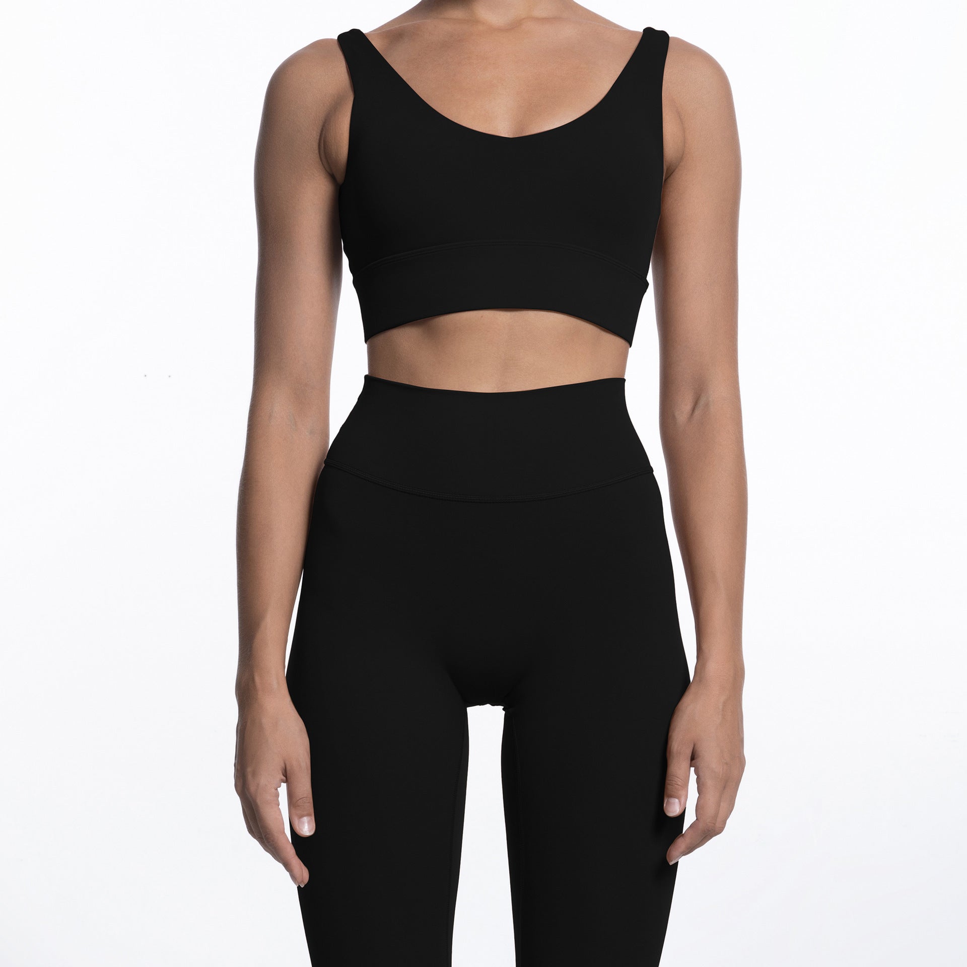 Autumn And Winter Nylon Nude Yoga Suit Suit With Thin Shoulder And Back Bra