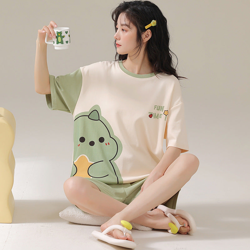 Pajamas Summer Women's Suit Pure Cotton High-grade Short-sleeved Shorts