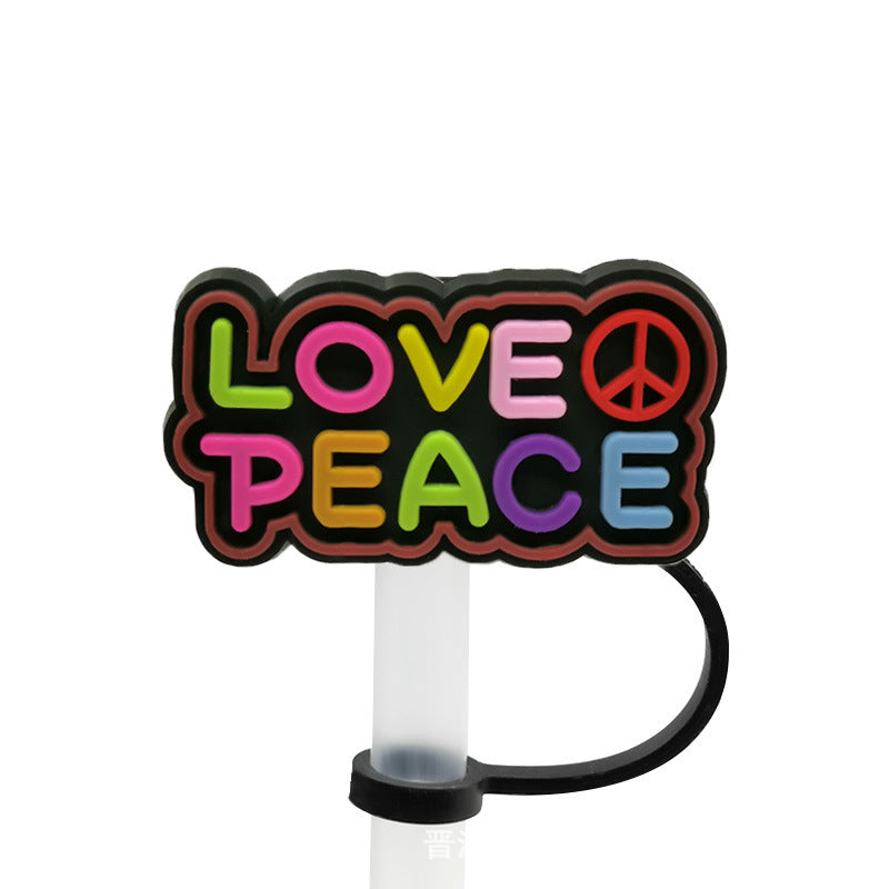 Straw Mouthpiece Silicone Dust Plug Decorative Buckle Clip Personalized Letter Label