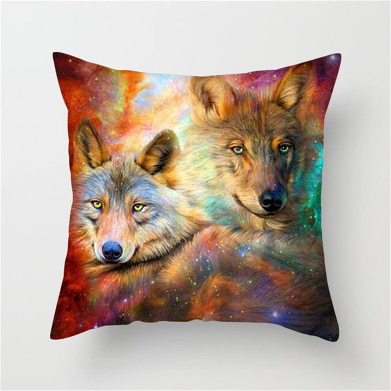 Home Decoration Without Pillow Core 3D Fluorescent Wolf Polyester Pillowcase