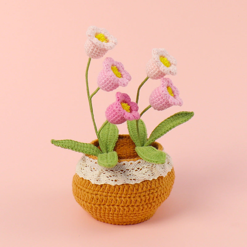 Finished Handmade Wool Woven Home Decoration Tulip Potted Plant