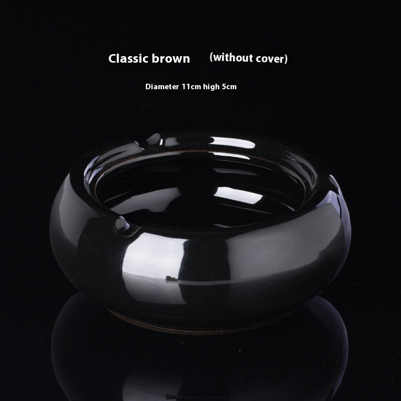 Ge Kiln Ceramics Ashtray Simple Windproof Anti-fly With Cover
