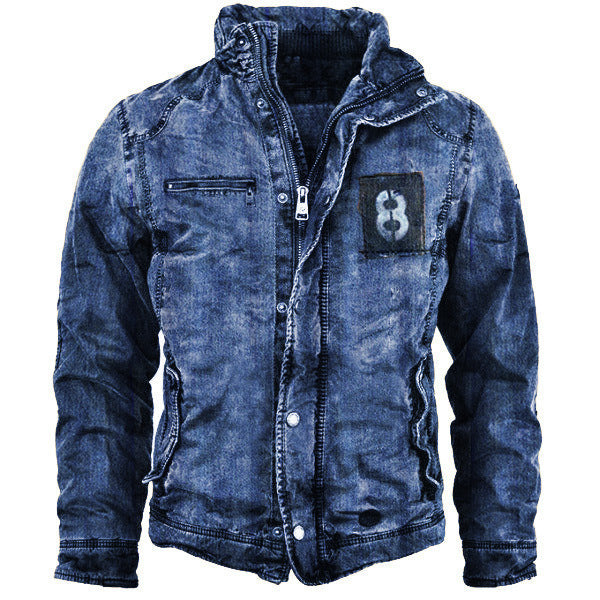 Military Jacket Coat Stand Collar Youth Washed Outside Wear