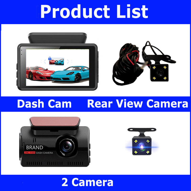 HD 1080P Driving Recorder 3 Inch Screen Car Front And Rear Dual Lenses