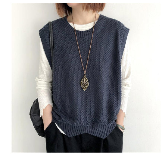 Autumn And Winter Sweater Vest Knitted Waistcoat Outer Wear Vest Coat