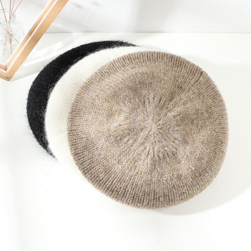 Soft Glutinous Mohair Knitted Plush Knitted Hat