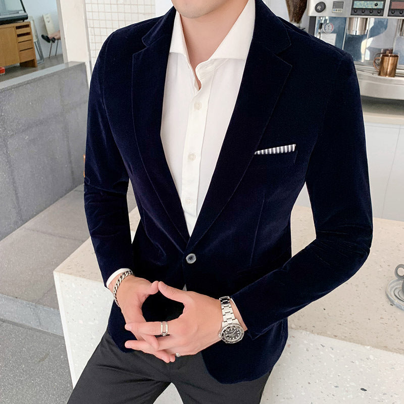 Casual Youth Gold Velvet Small Suit