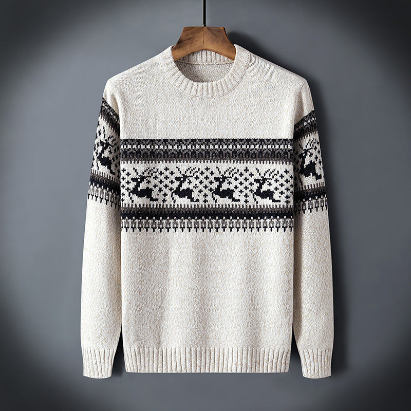 Men's contrast color plus fleece sweater