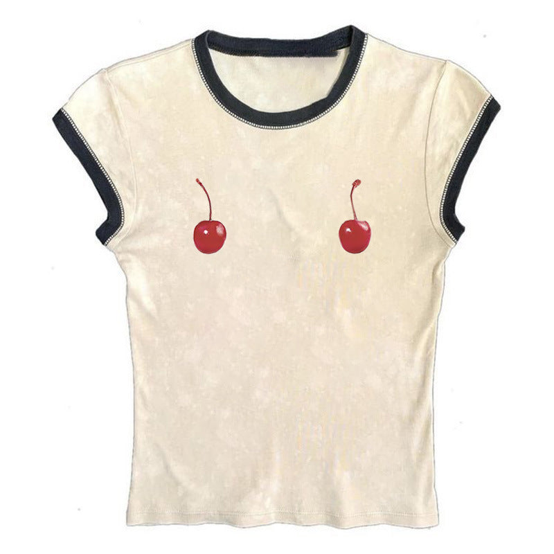 Cherry Print Girl Baby T-shirt Street Sleeveless