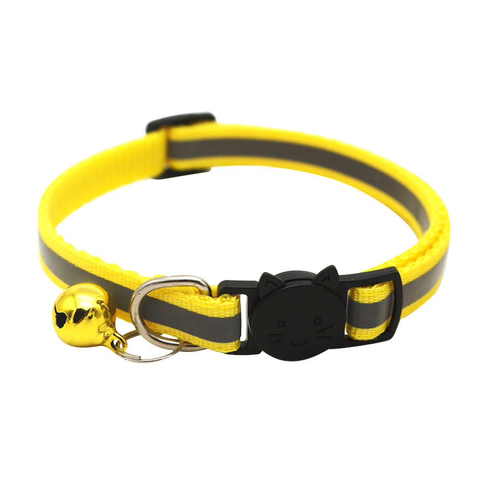 Colorful Polyester Reflective Bell Cat Jack Pet Collar