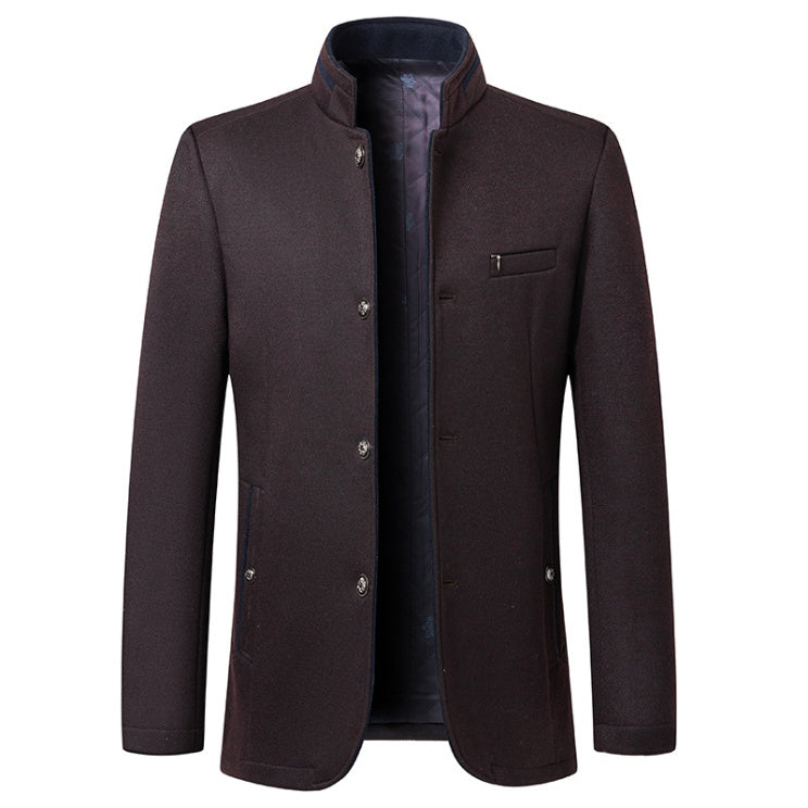 Men's Woolen Jacket Autumn And Winter Stand Collar Middle-aged