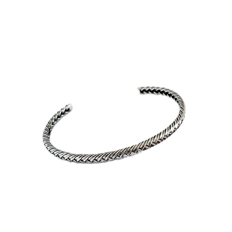 925 Sterling Silver Woven Pattern Adjustable Bracelet
